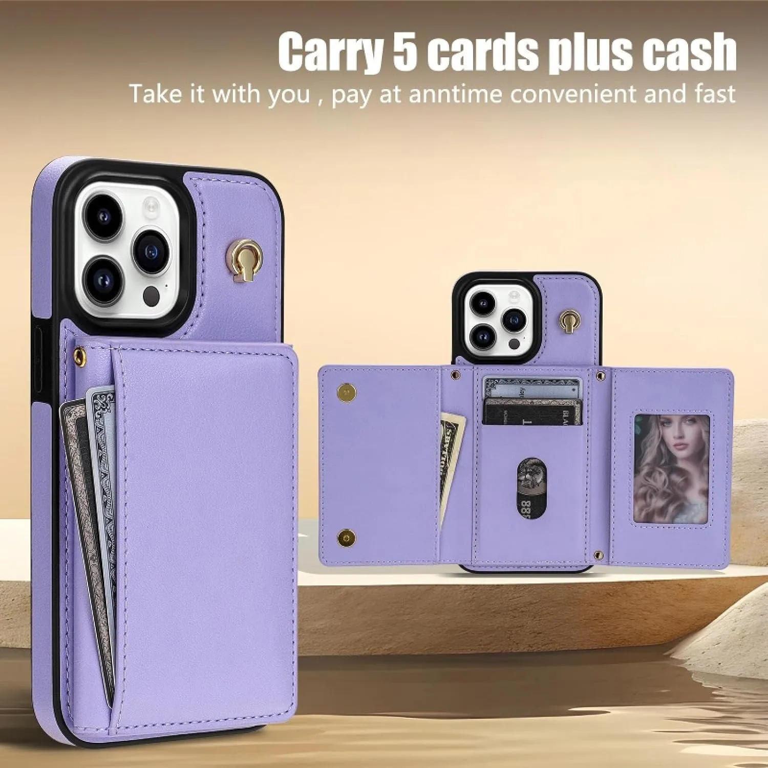 for iPhone 16 Phone Case Crossbody Leather Wallet Card Cover Flip Purse Back Bag(for iPhone 16/Blue)