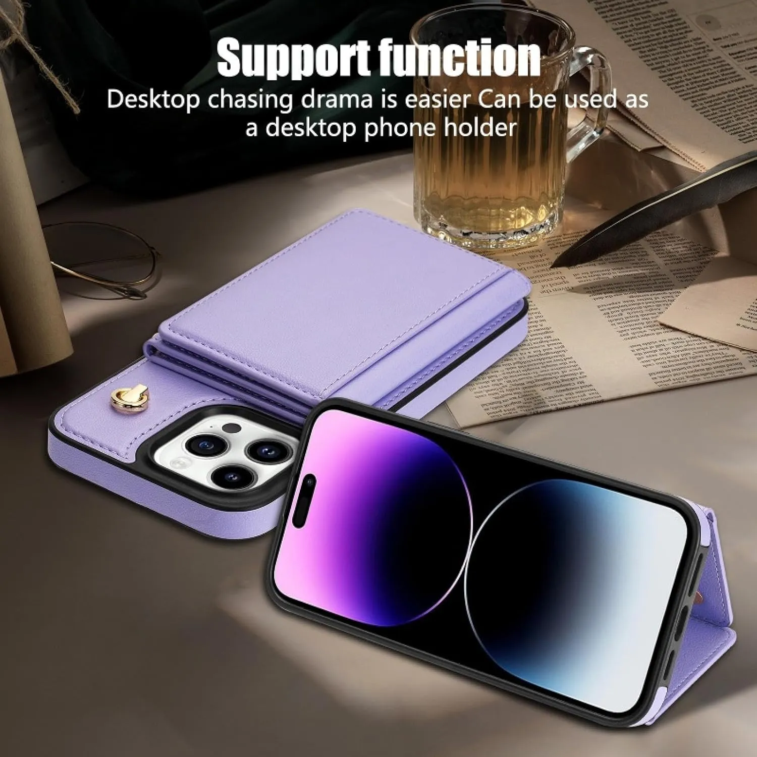for iPhone 16 Phone Case Crossbody Leather Wallet Card Cover Flip Purse Back Bag(for iPhone 16/Blue)