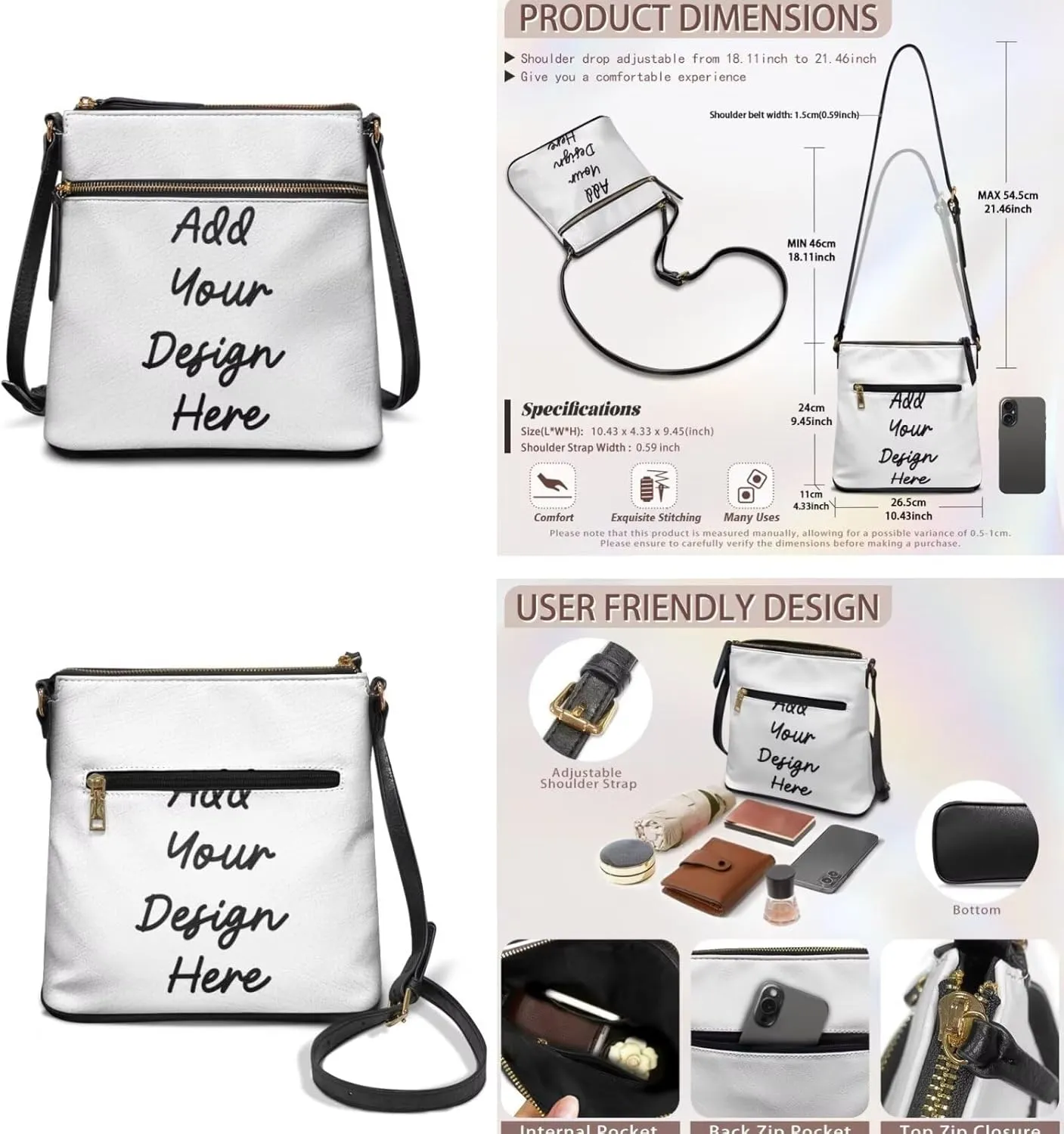 FOR U DESIGNS Travel Crossbody Bags for Women Leather Hobo Bags St. Patrick's Day Green Leaves Purse and Wallet Set