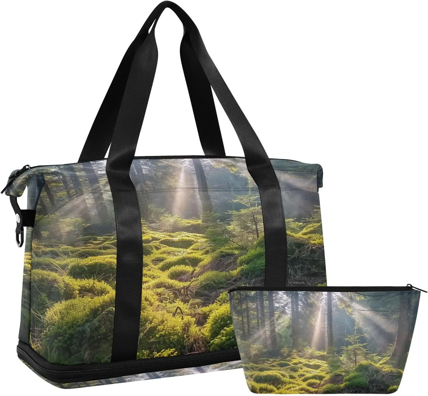 Forest Landscape Duffel Bag Lightweight Carry On Gym Bags for Travel and Weekends, Versatile Overnight Bag with Shoe Compartment