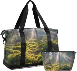 Forest Landscape Duffel Bag Lightweight Carry On Gym Bags for Travel and Weekends, Versatile Overnight Bag with Shoe Compartment