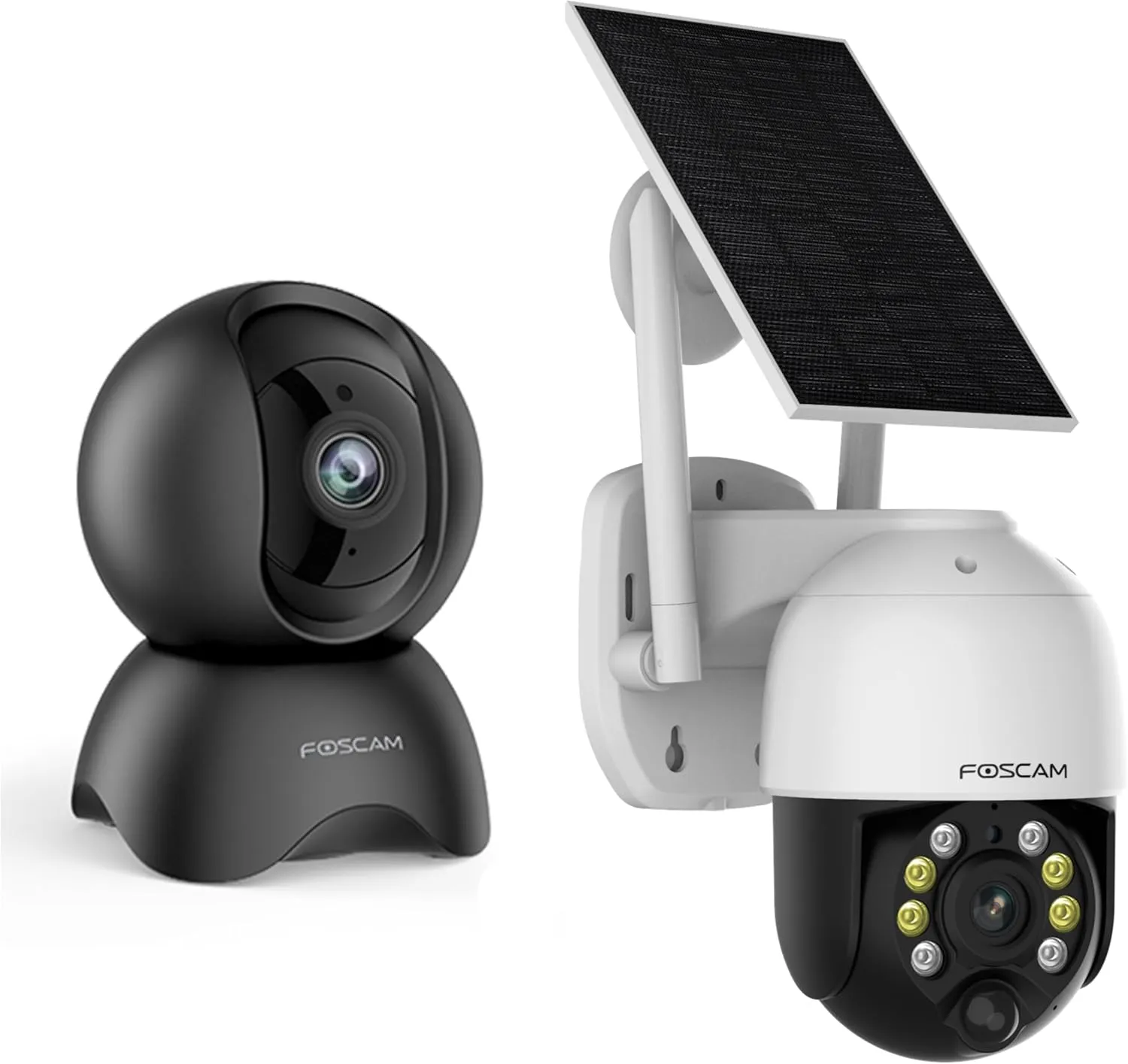 FOSCAM 5MP 360PTZ Indoor WiFi Camera and 4MP Solar Battery Security Camera 100% Wireless