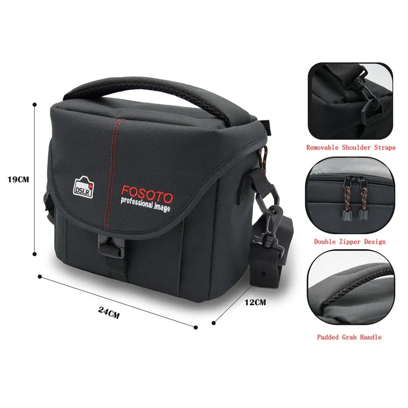 fosoto Camera Bag Nylon Case Photo Video Photography Should Bags for Canon Nikon D3300 Sony Pentax Samsung Panasonic DSLR Camera