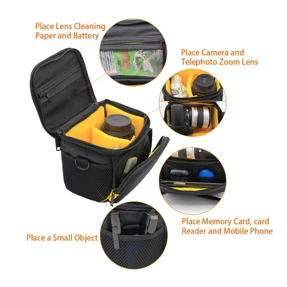 fosoto DSLR Shoulder Bags Digital Video Photo Camera Travel Case Bag with Waterproof Rain Cover for Canon Nikon SLR D3400 D3100