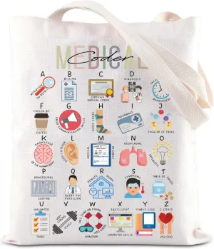 FOTAP Medical Coder Gift Medical Coder Alphabet Tote Bag Medical Biller Handbag Medical Billing Gift Coworker Gift