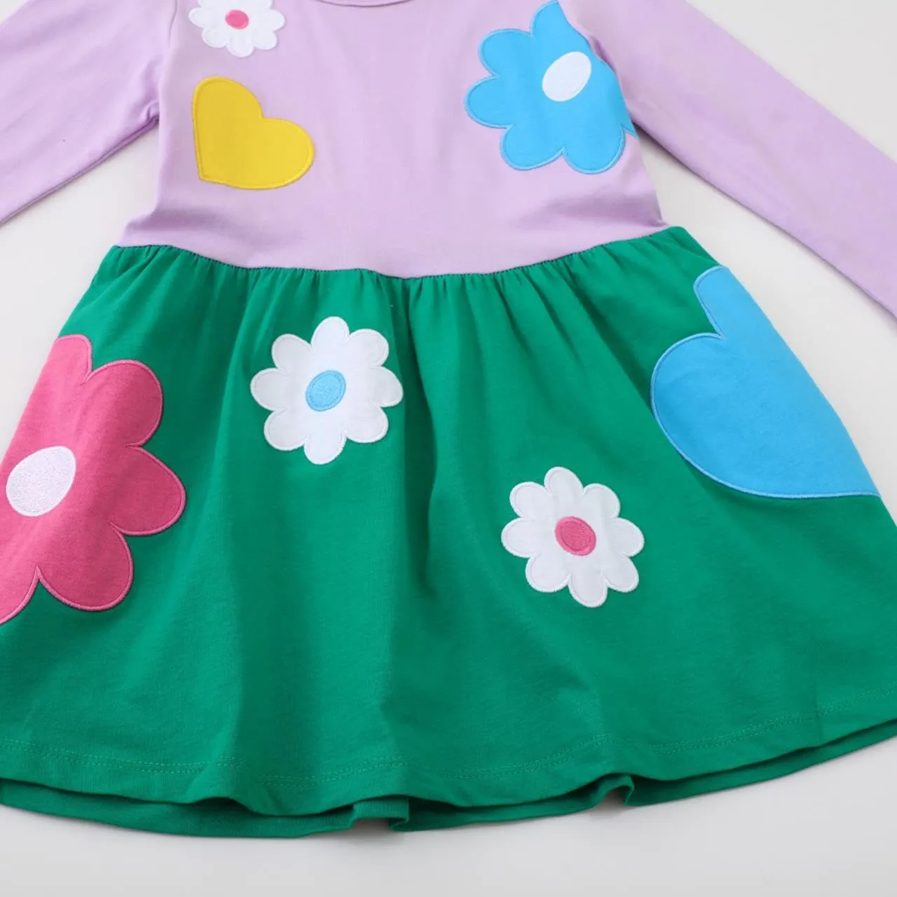 FreeLu Toddler Girls Cartoon Applique Dresses Striped Casual Dress Cotton Jersey Longsleeve T-Shirt