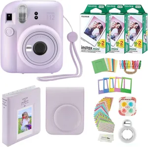 Fujifilm Instax Mini 12 Instant Camera   60 Photo Prints   Accessories, Lilac Purple
