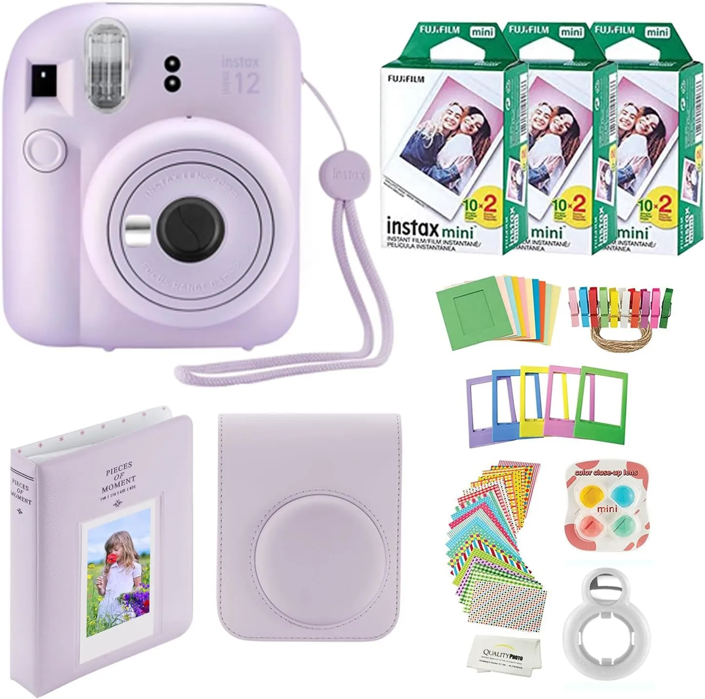 Fujifilm Instax Mini 12 Instant Camera   60 Photo Prints   Accessories, Lilac Purple