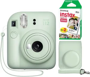 Fujifilm Instax Mini 12 Instant Camera   Minimate Custom Case   Fuji Instax Film 20 Sheets Twin Pack (Mint Green)