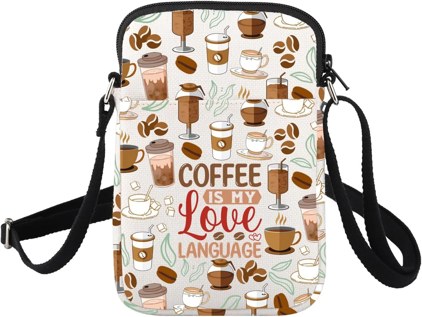 FUSTMW Coffee Crossbody Bag Gifts for Coffee Lovers Women Coffee is My Love Language Cell Phone Purse with Adjustable Strap