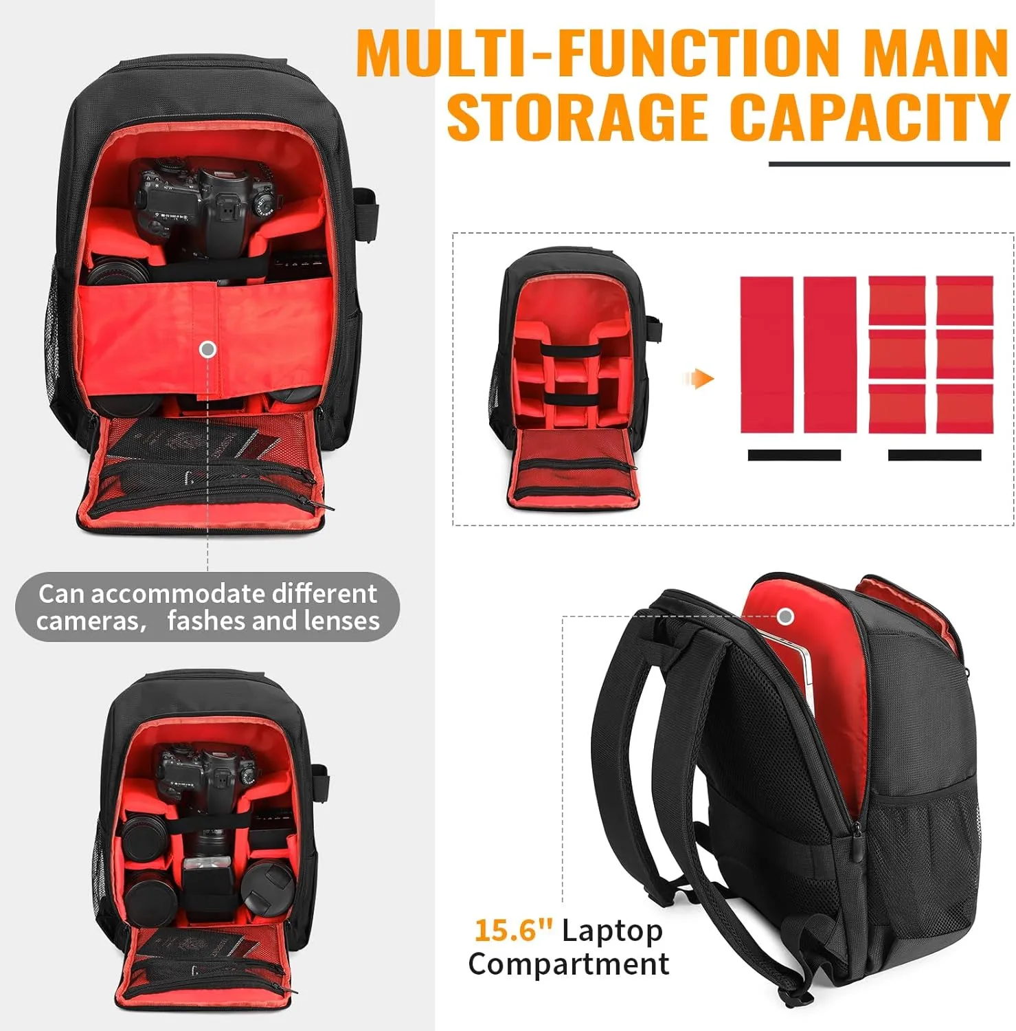 G-raphy Camera Backpack for Photographers Camera Bags DSLR SLR Backpack with Laptop Compartment for DSLR/SLR Cameras,Flashes,Lenses and other photography accessories