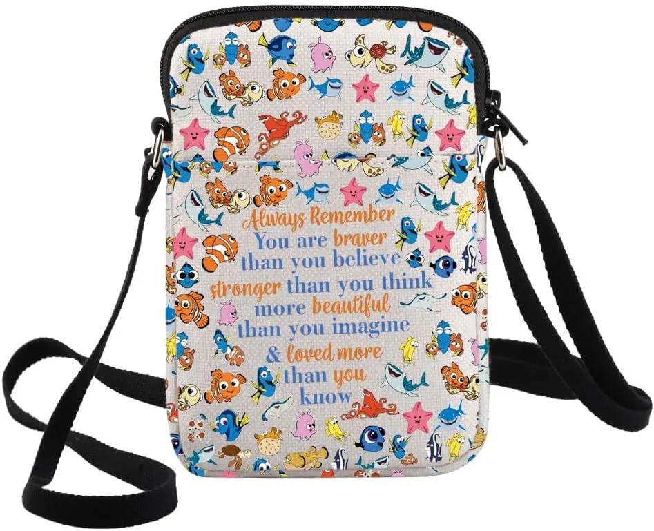 G2TUP Fish Crossbody Bag Bruce & Marlin & Crush Fans Gift You Are Braver Than You Know Fish Shoulder Bag Cartoon Movie Merch