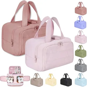 GDSAFS Large Capacity Wide-Open Travel Cosmetic Bag - Curetoaway Travel Cosmetic Bag, 4-In-1 Portable Waterproof Dry/Wet Separation Pouch Open Flat Toiletry Bags with 4 Compartments (2pcs/C)