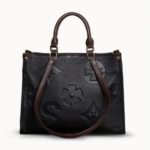 Genuine Leather Embossed Handbag