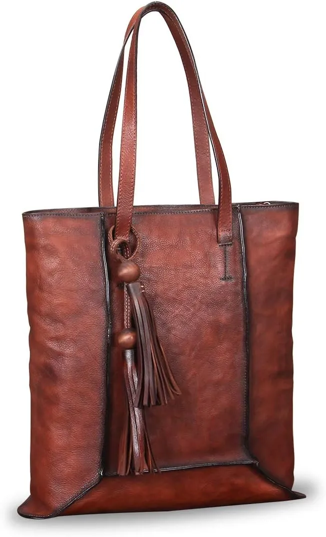 Genuine Leather Large Shoulder Bag Tote Bag for Women Vintage Real Leather Purses and Handbags Satchel Bags