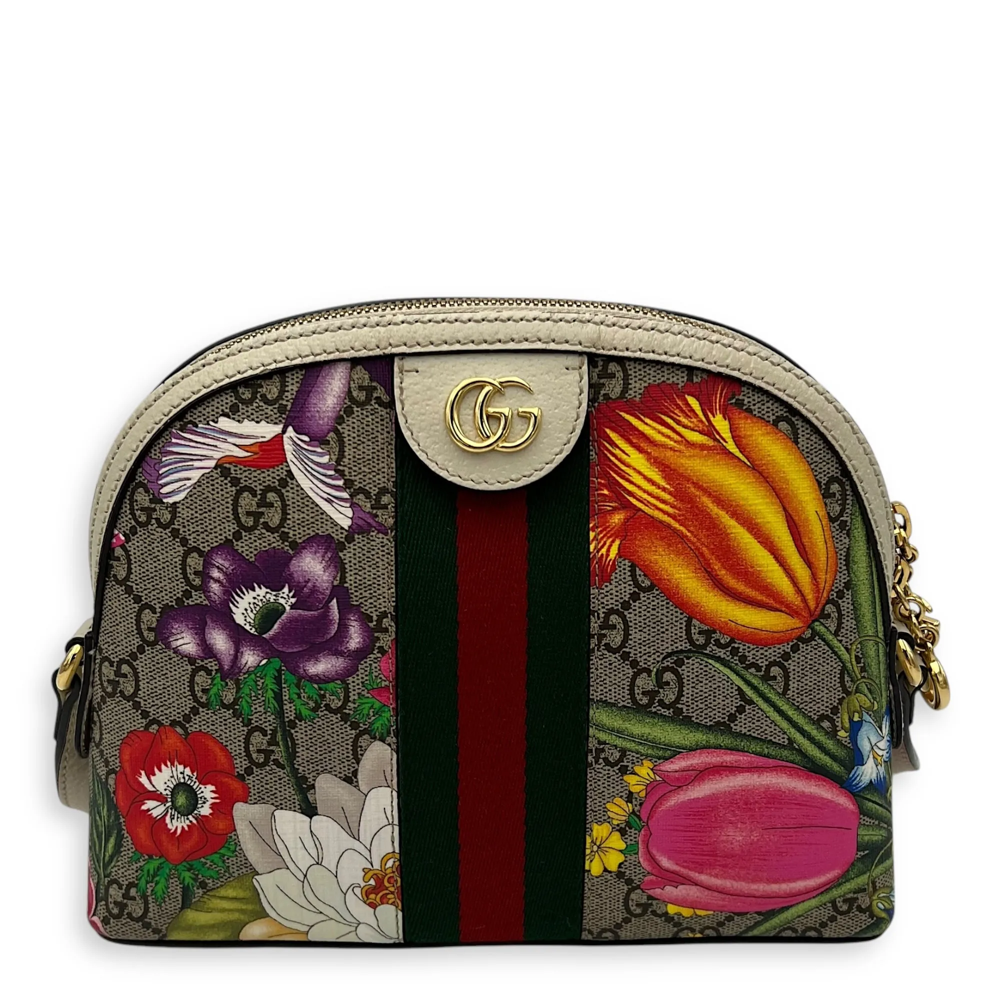GG Crossbody Bag White in Coated Canvas, Gold hardware