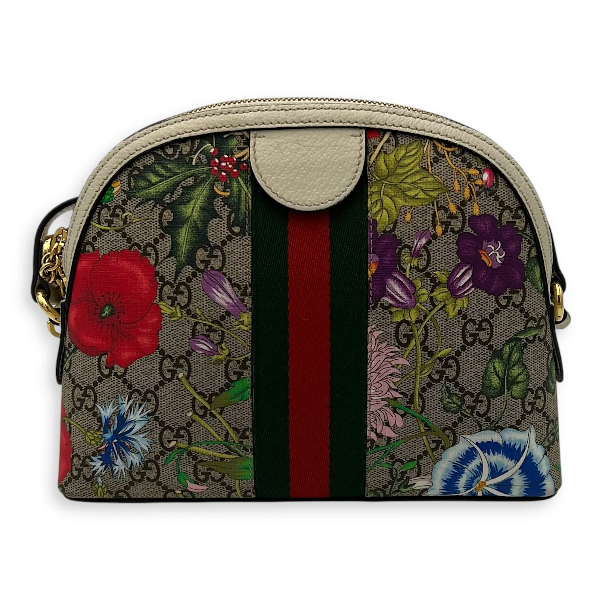 GG Crossbody Bag White in Coated Canvas, Gold hardware