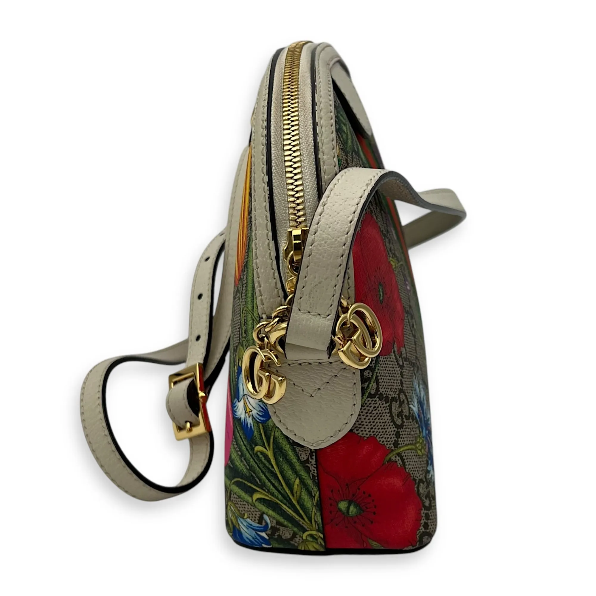 GG Crossbody Bag White in Coated Canvas, Gold hardware