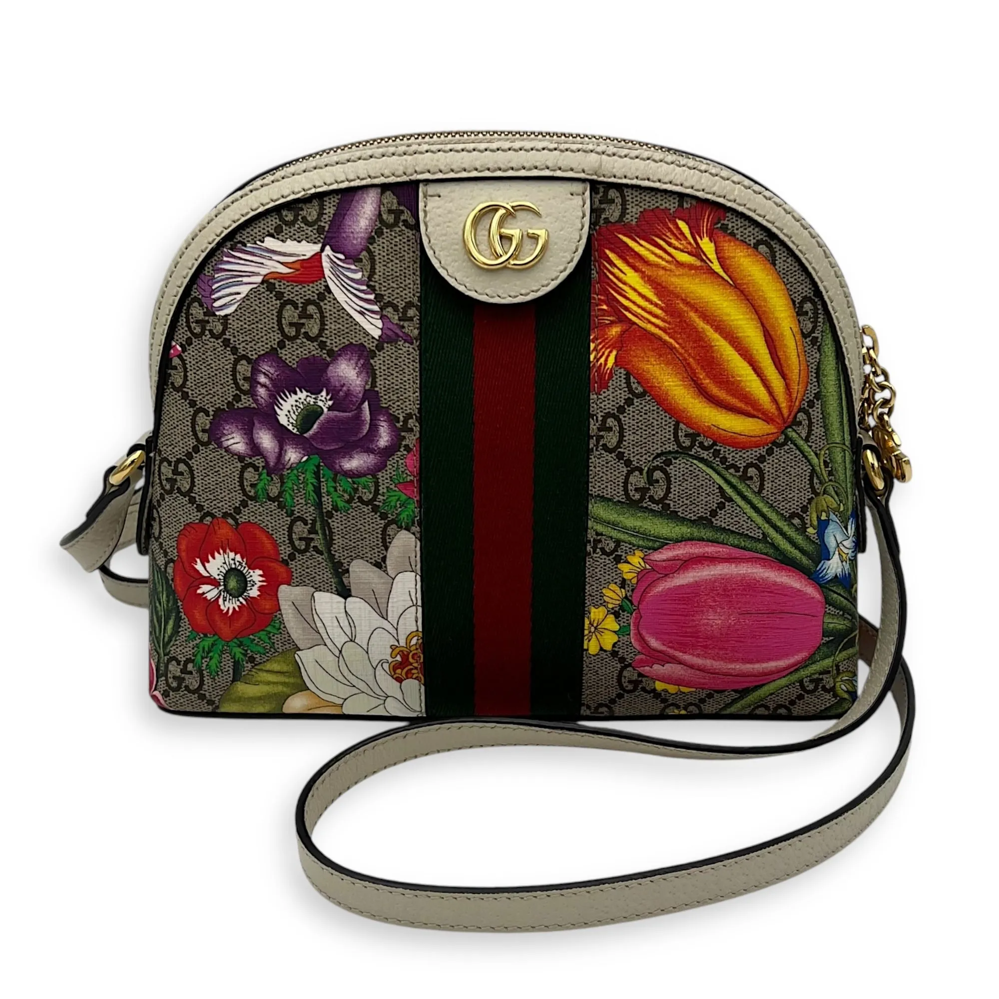 GG Crossbody Bag White in Coated Canvas, Gold hardware