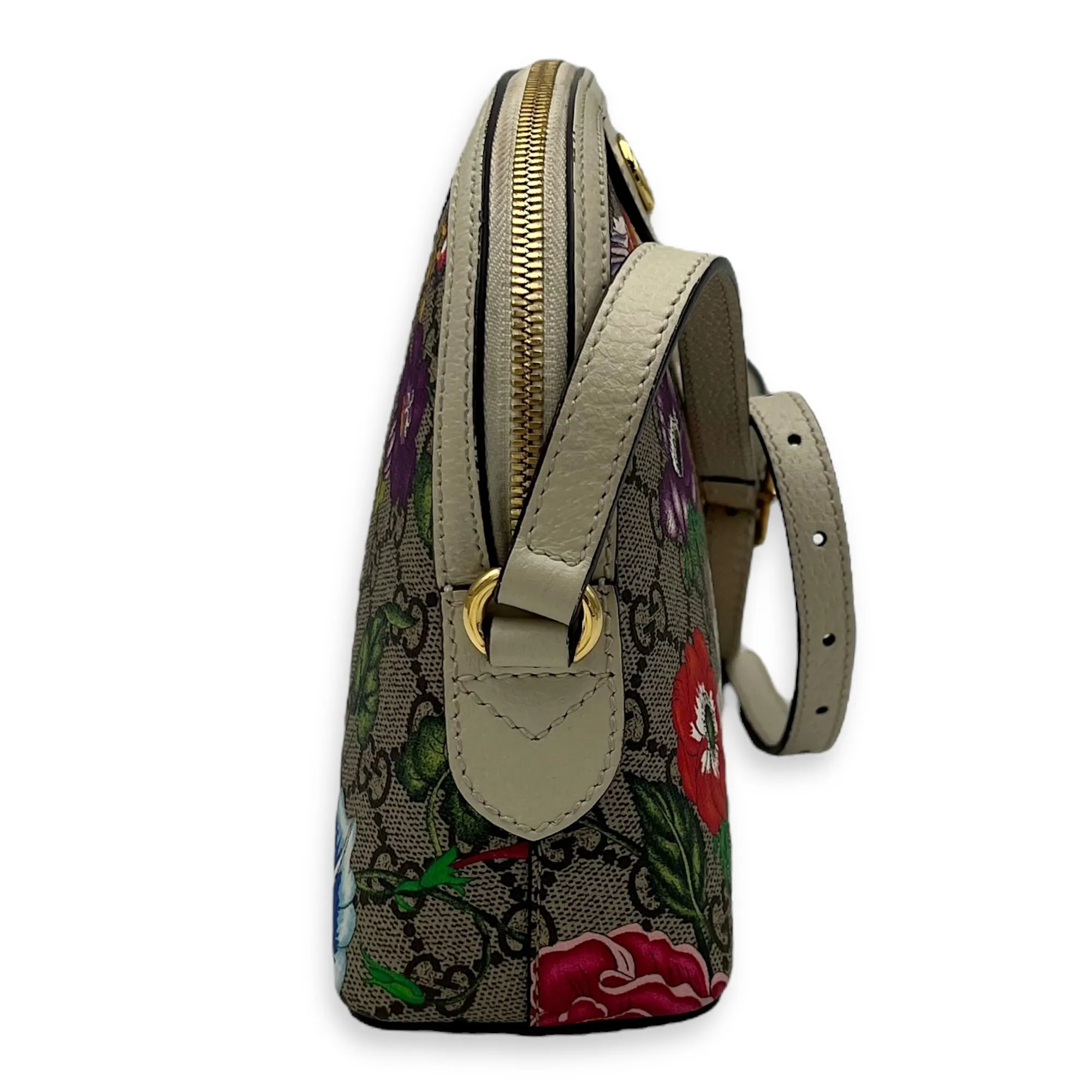 GG Crossbody Bag White in Coated Canvas, Gold hardware