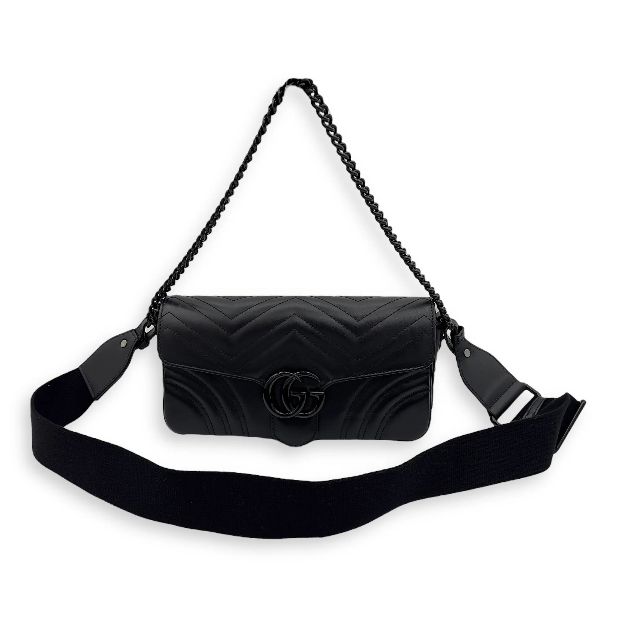 GG Marmont Crossbody Bag Black in Calfskin, black hardware