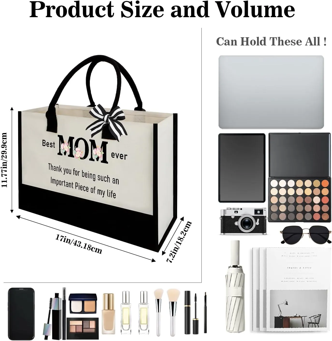 Gifts for Mom From Daughter Canvas Tote Bag for Women Mom Gifts for Moms Who Have Everything Mom Birthday Gifts Beach Bag