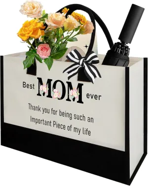 Gifts for Mom From Daughter Canvas Tote Bag for Women Mom Gifts for Moms Who Have Everything Mom Birthday Gifts Beach Bag