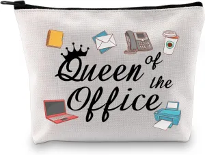 GJTIM Secretary Gift Secretary Thank You Zipper Pouch Gift Queen of Office Travel Makeup Bag Gift for Coworkers (Office Queen Bag)