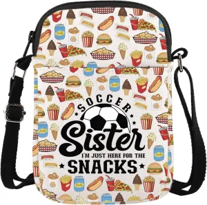 GJTIM Soccer Player Gift Sports Accessories Bag Soccer Sister I'M Just Here for The Snacks Crossbody Bag for Snack Lovers