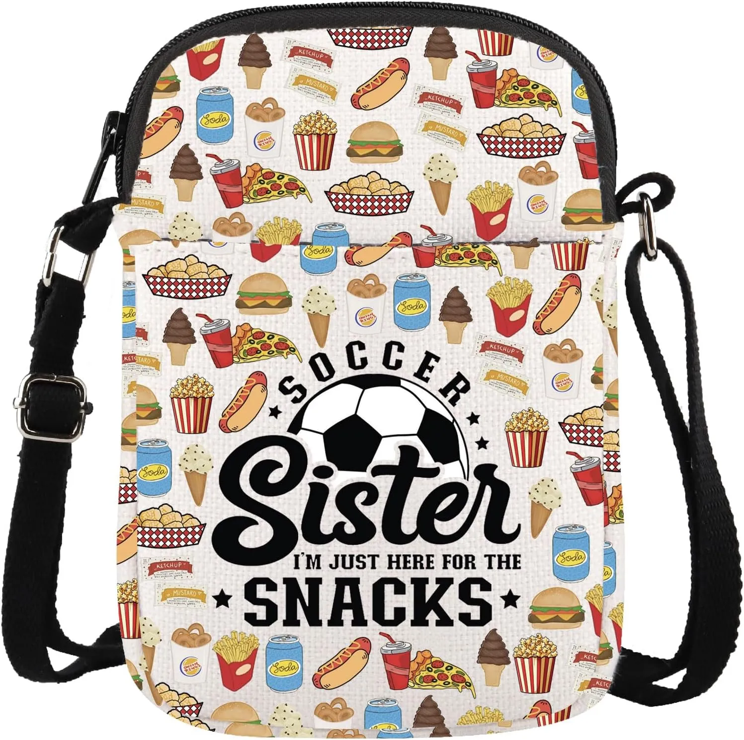 GJTIM Soccer Player Gift Sports Accessories Bag Soccer Sister I'M Just Here for The Snacks Crossbody Bag for Snack Lovers