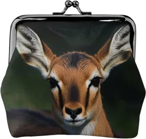 Glimpse of the Gazelles Print PU Leather Coin Purse, Portable Mini Kiss-lock Change Purse Coin Wallets for Women Men, Keys