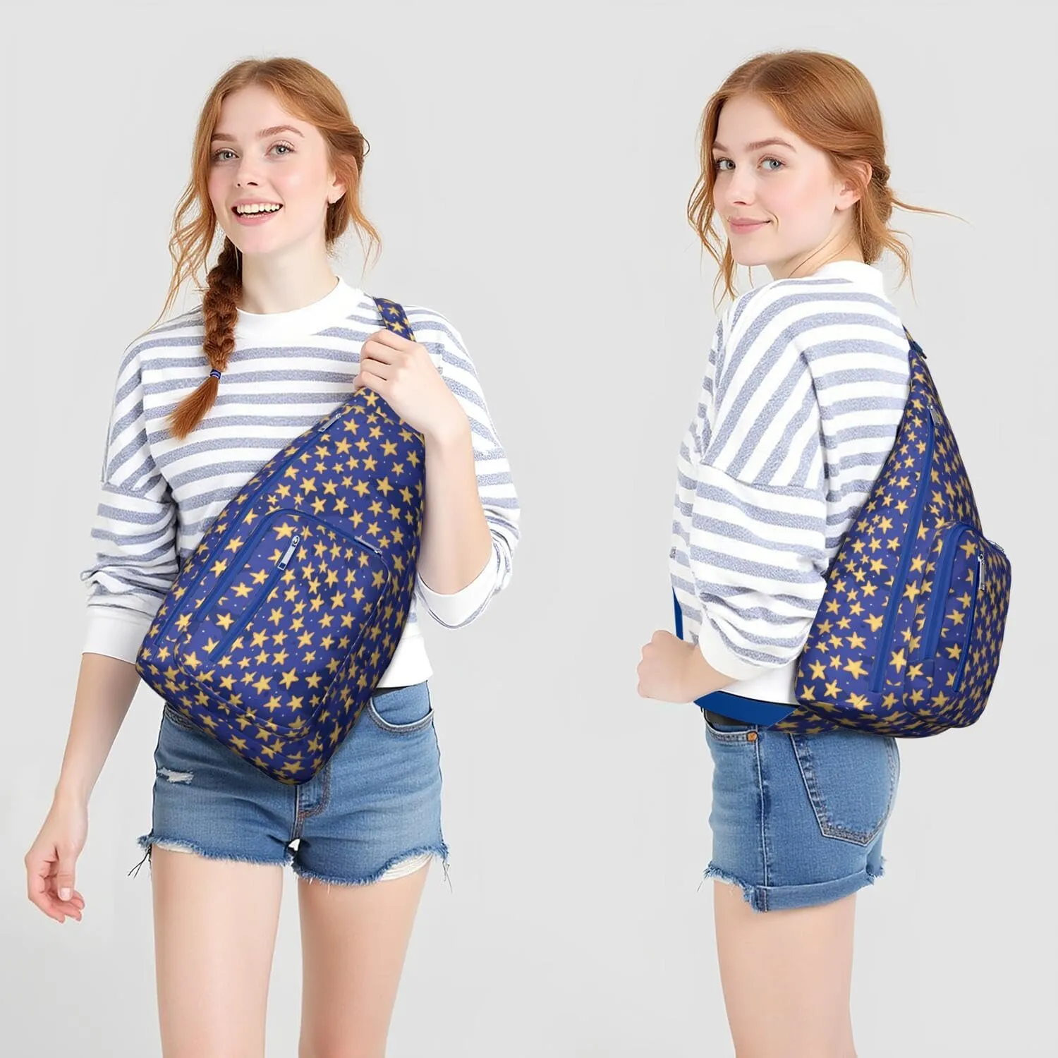 Glowing Stars Universe Crossbody Bag Daypack for Women Men Lightweight Waterproof Sling Bag Backpack Hiking Cycling