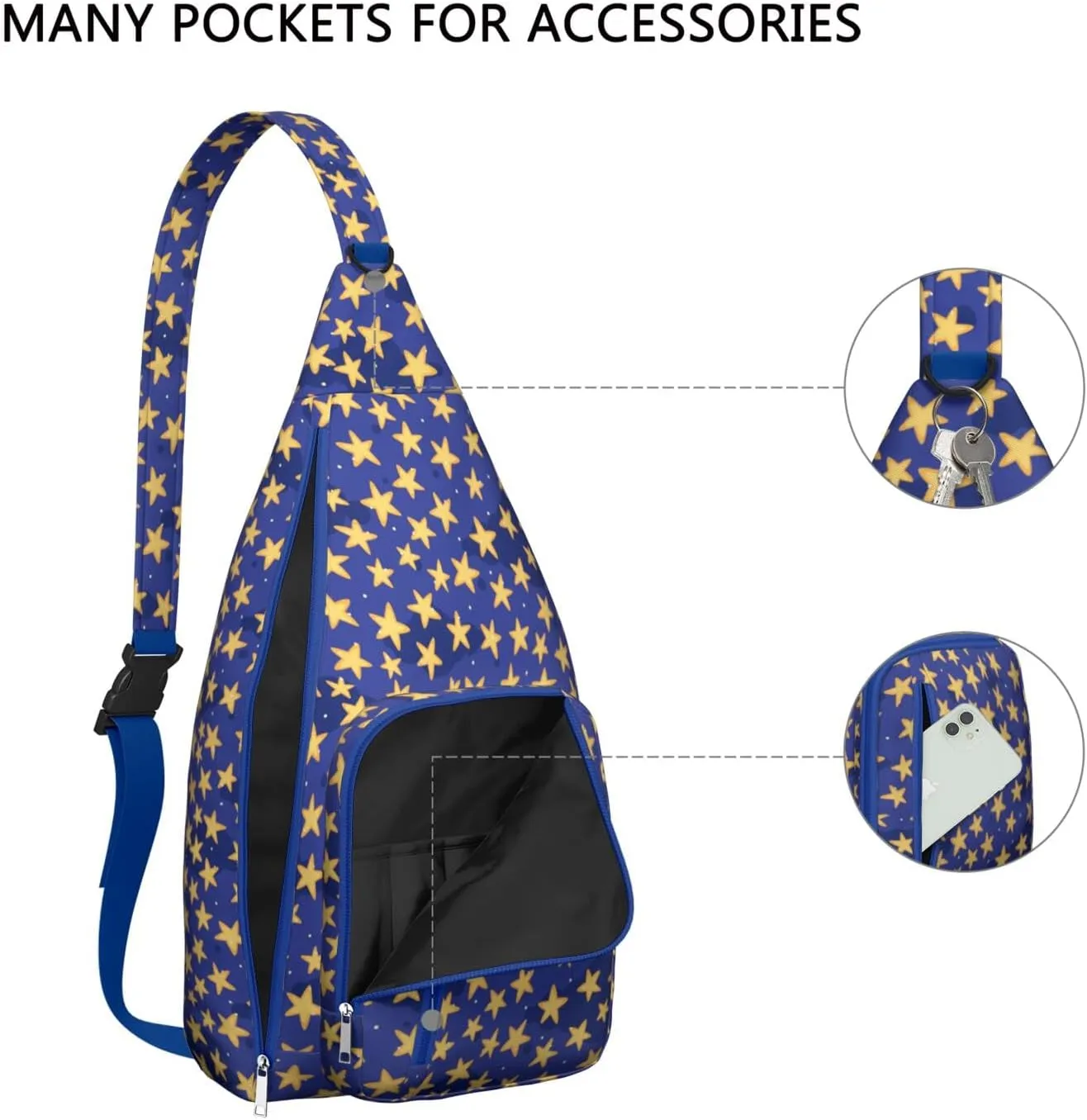 Glowing Stars Universe Crossbody Bag Daypack for Women Men Lightweight Waterproof Sling Bag Backpack Hiking Cycling