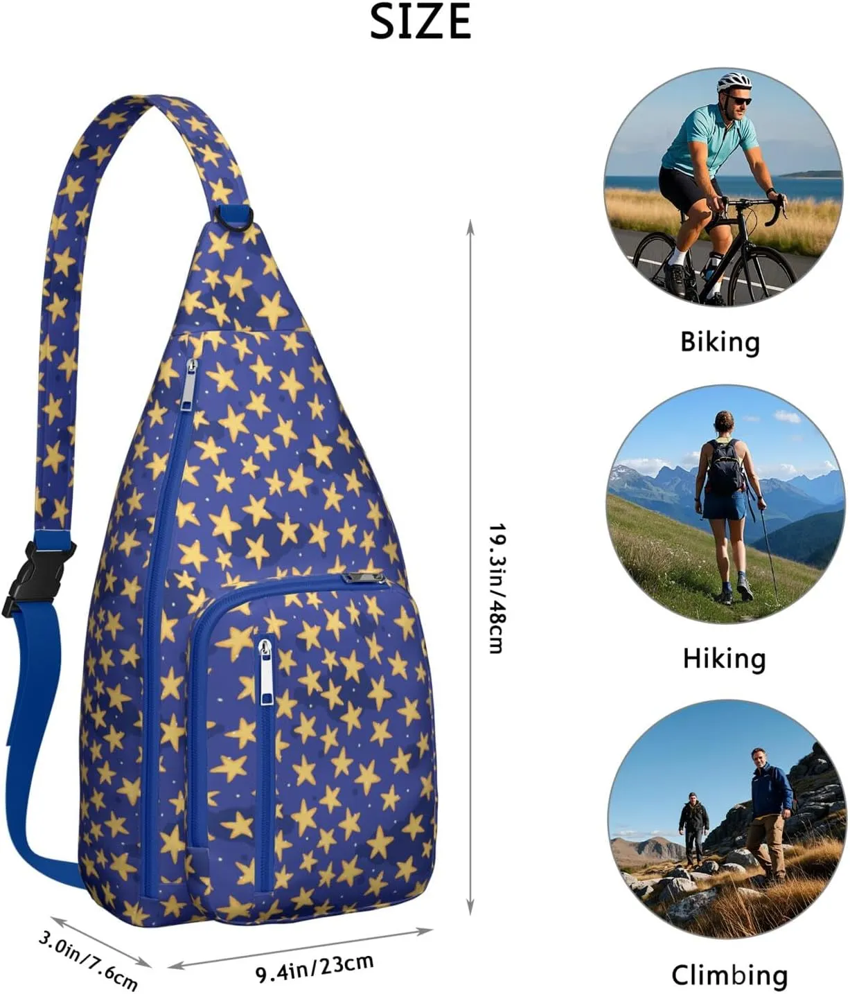 Glowing Stars Universe Crossbody Bag Daypack for Women Men Lightweight Waterproof Sling Bag Backpack Hiking Cycling