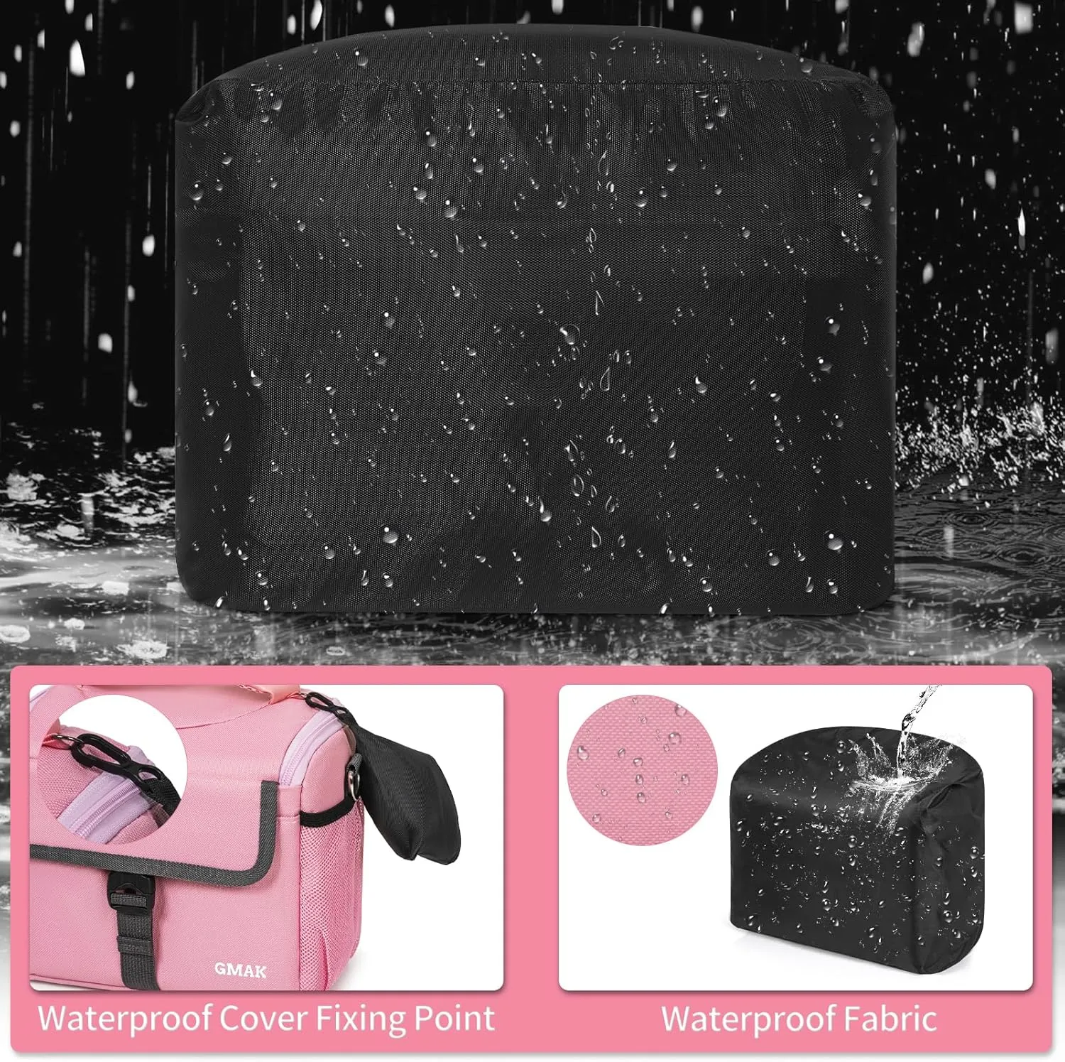 GMAK Camera Bag for Photographers, Anti-shock Camera Shoulder Bags with Water-resistant Rain Cover, Camera Case Compatible for DSLR/SLR/Mirrorless Cameras, 9'' × 4.7'' × 7.5'', Pink