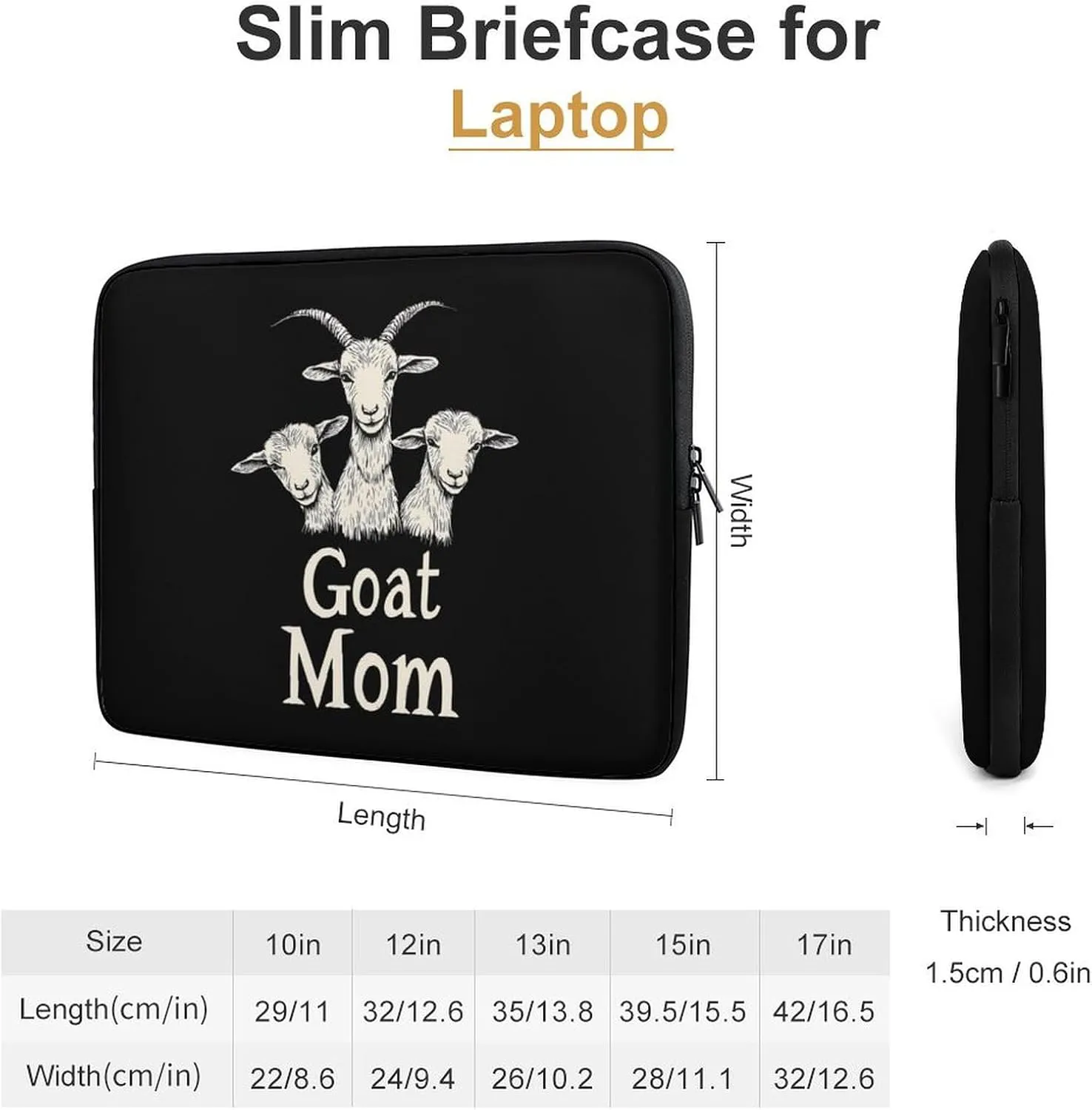 Goat Mom Casual Laptop Bag Sleeve Cover Computer Carrying Case for Office Travel 10inch