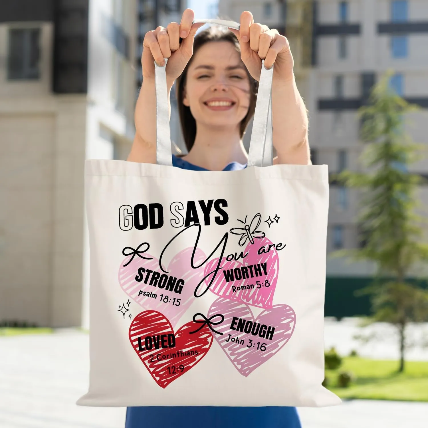 God Says You are Christian Canvas Tote Bags for Women, Inspirational Christian Gifts for Women