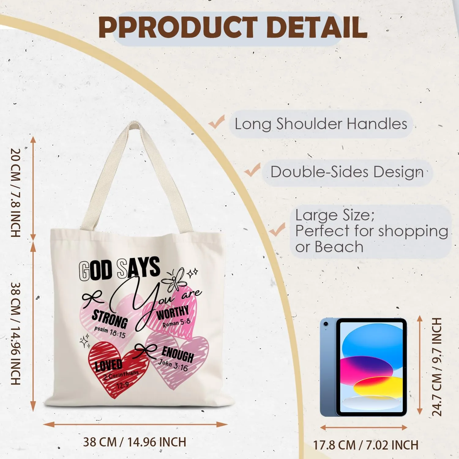 God Says You are Christian Canvas Tote Bags for Women, Inspirational Christian Gifts for Women