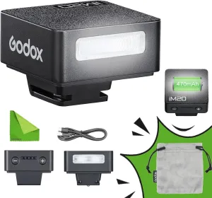 GODOX iM20 Mini Flash for Camera w/Built-in Battery, Conpact & Portable GN10/470 mAh USB-C Charging & Universal Hot Shoe Compatible with Sony zve10,zv1,a7iii/Ricoh gr3,gr3x/Fujifilm f1, NOT for ZV-1F