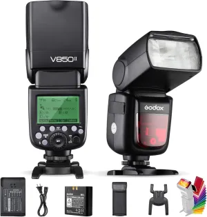Godox V850II GN60 2.4G 1/8000s High-Speed Sync Flash Speedlite Speedlight & 2000mAh Li-ion Battery, 1.5s Recycle time, 650 Full Power Compatible for Canon Nikon Pentax Fuji Olympus Panasonic Cameras