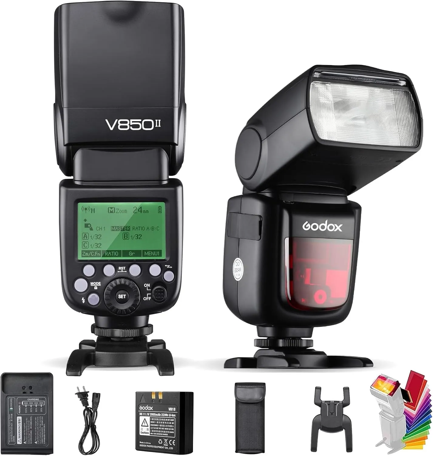 Godox V850II GN60 2.4G 1/8000s High-Speed Sync Flash Speedlite Speedlight & 2000mAh Li-ion Battery, 1.5s Recycle time, 650 Full Power Compatible for Canon Nikon Pentax Fuji Olympus Panasonic Cameras