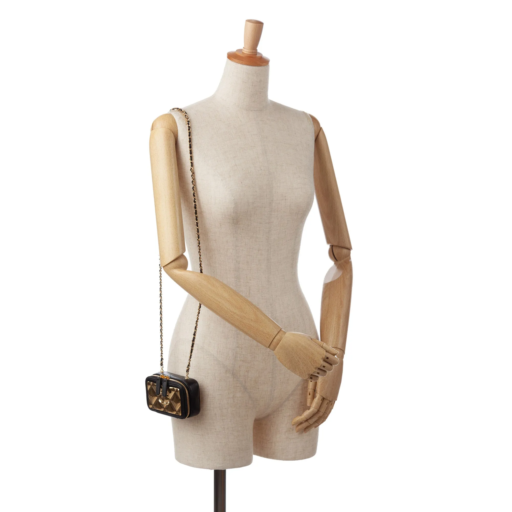 Gold Chanel CC Quilted Golden Plate Vanity Crossbody