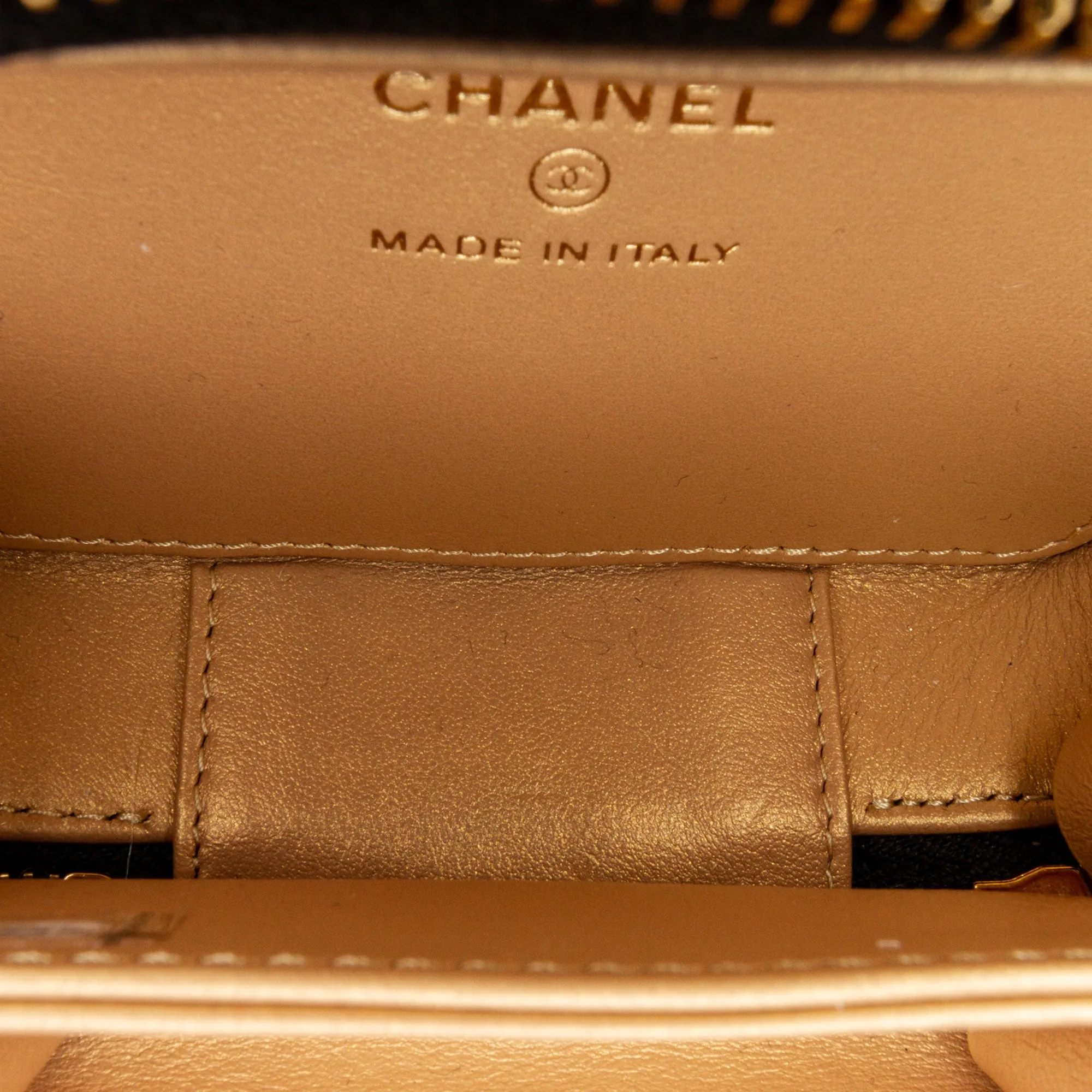 Gold Chanel CC Quilted Golden Plate Vanity Crossbody