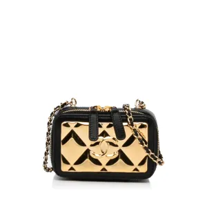 Gold Chanel CC Quilted Golden Plate Vanity Crossbody