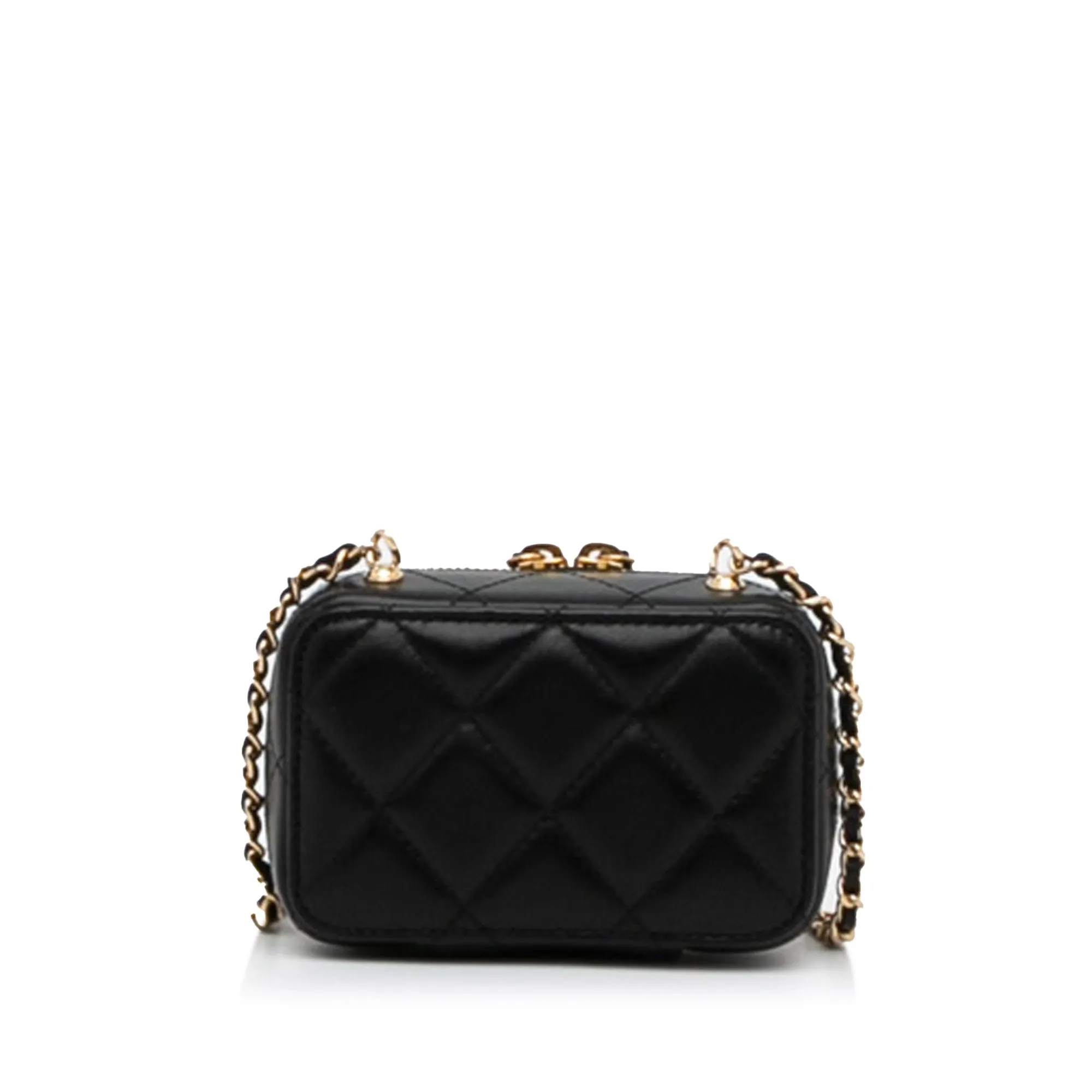 Gold Chanel CC Quilted Golden Plate Vanity Crossbody