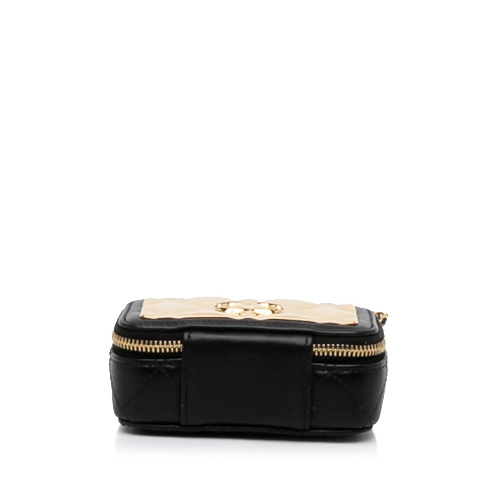 Gold Chanel CC Quilted Golden Plate Vanity Crossbody