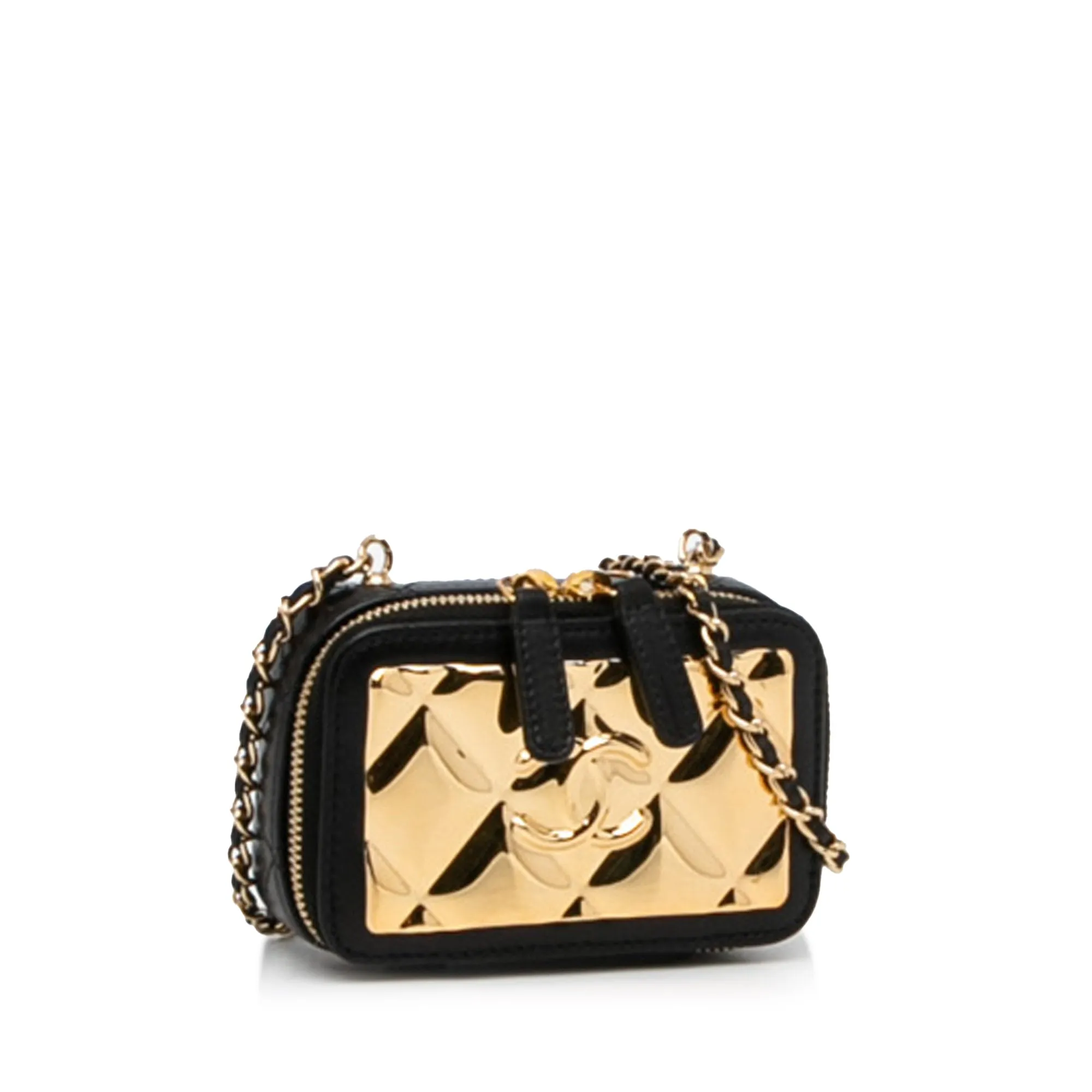 Gold Chanel CC Quilted Golden Plate Vanity Crossbody