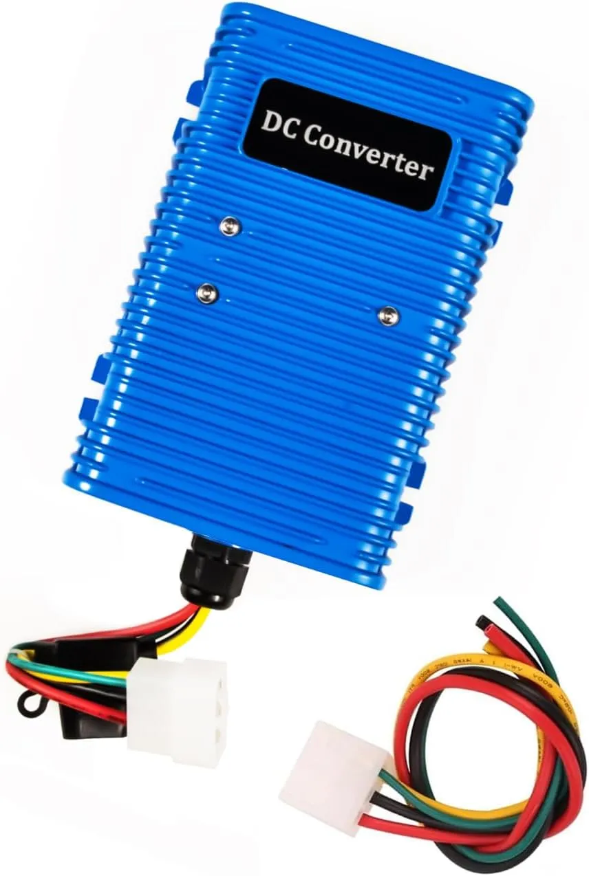 Golf Cart Voltage Reducer DC Converter 36V or 48V to 12V Compatible with E-Z-GO Club Car Yamaha (30A/350W) Waterproof Step Down Transformer