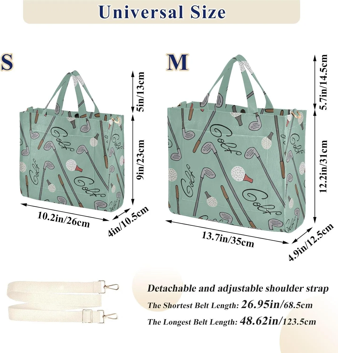 Golf Tote Bag for Women Handbags Everyday Bag Corduroy Canvas Tote Bag for Office Travel College Pool