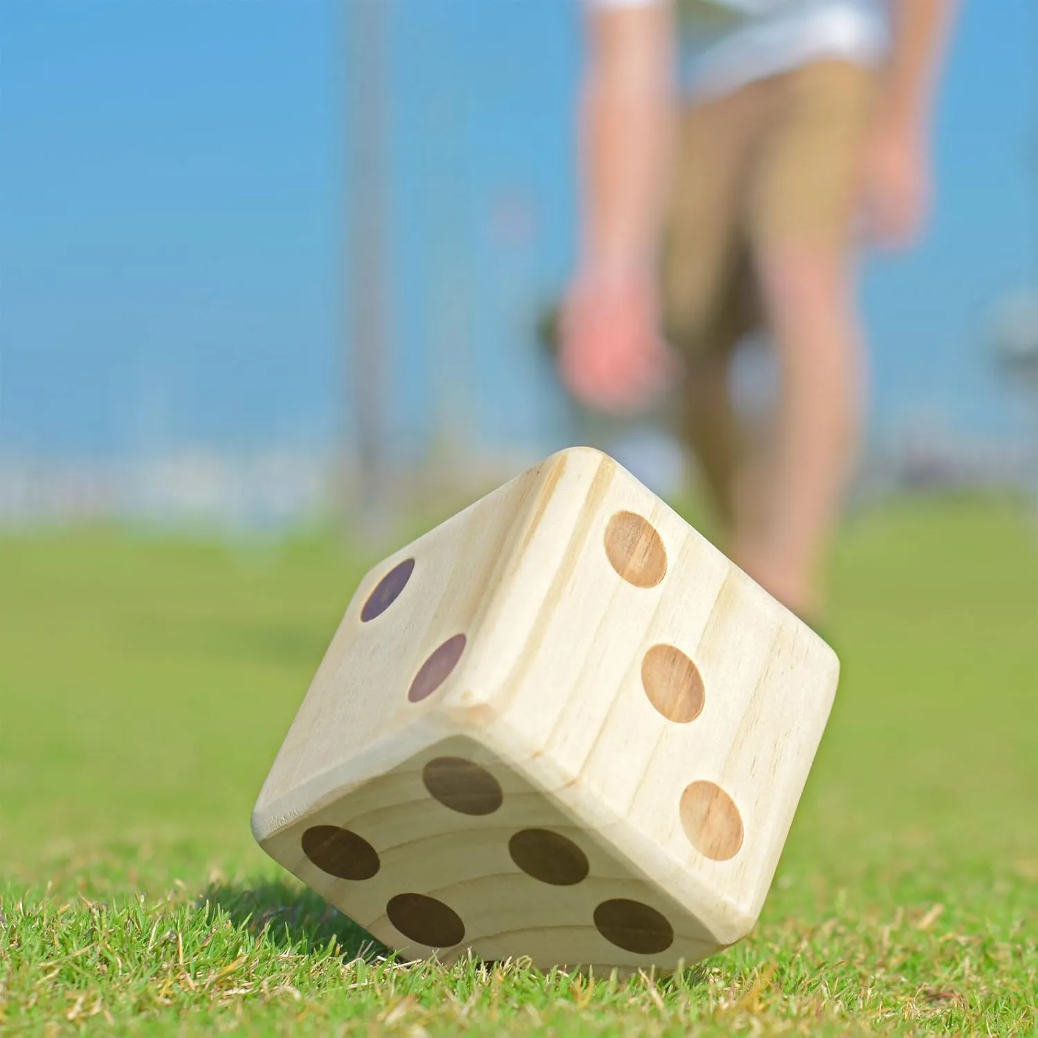 GoSports Giant Wooden Playing Dice Set with Rollzee and Farkle Scoreboard - Includes 6 Dice, Dry-Erase Scoreboard and Canvas Tote Bag - Choose 2.5 Inch or 3.5 Inch Dice)